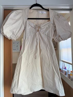Frame Cream Puff-Sleeve Mini Dress